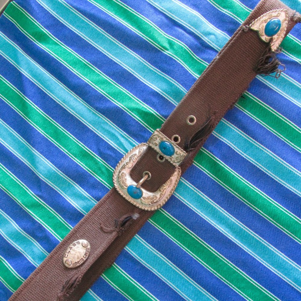 NWOT-Class by Roberto Cavalli woven Western Style army green belt size 52 (34)